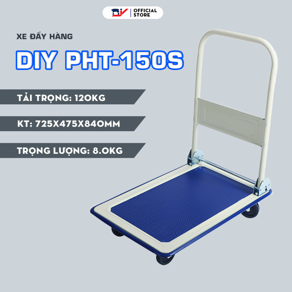 [HỎA TỐC 2H HCM]Xe đẩy hàng DIY PHT-150S tải trọng tối đa 150kg - Bảo hành 18 tháng