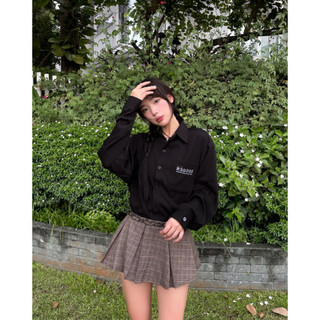 Áo  sơ mi tay dài in REGODS form rộng unisex nam nữ vải kate chéo - Shirt ss2