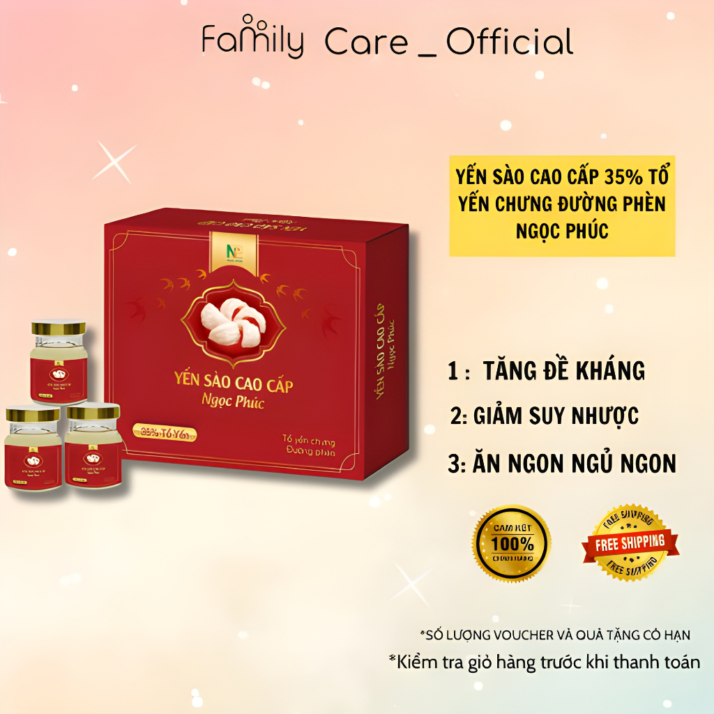 Yến Sào cao cấp Ngọc Phúc 35% Tổ Yến Chưng Đường Phèn Hộp quà sang trọng 70ml