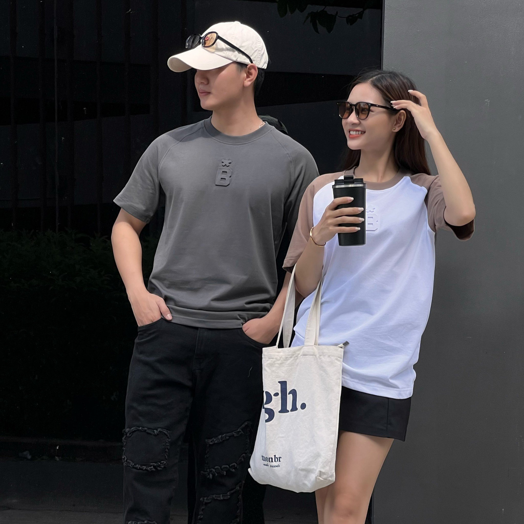 Áo thun nam nữ cổ tròn tay phối RAPLANG 3 màu Cotton cao cấp, sang trọng ATCB0083 - BELAIRMAN