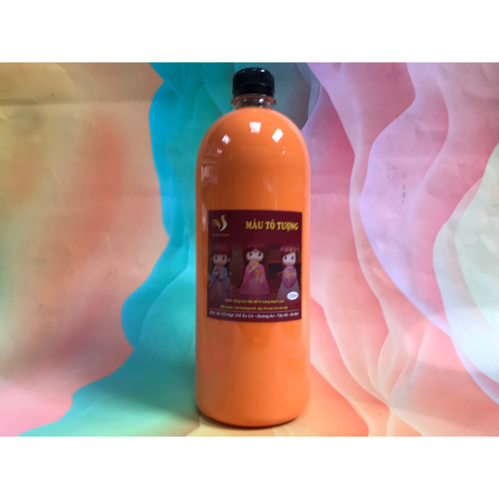 Màu Nước Tô Tượng Thạch Cao Pha Sẵn Màu Thường HUNGACOLOR Chai 1000ml Kèm Vòi Nhấn