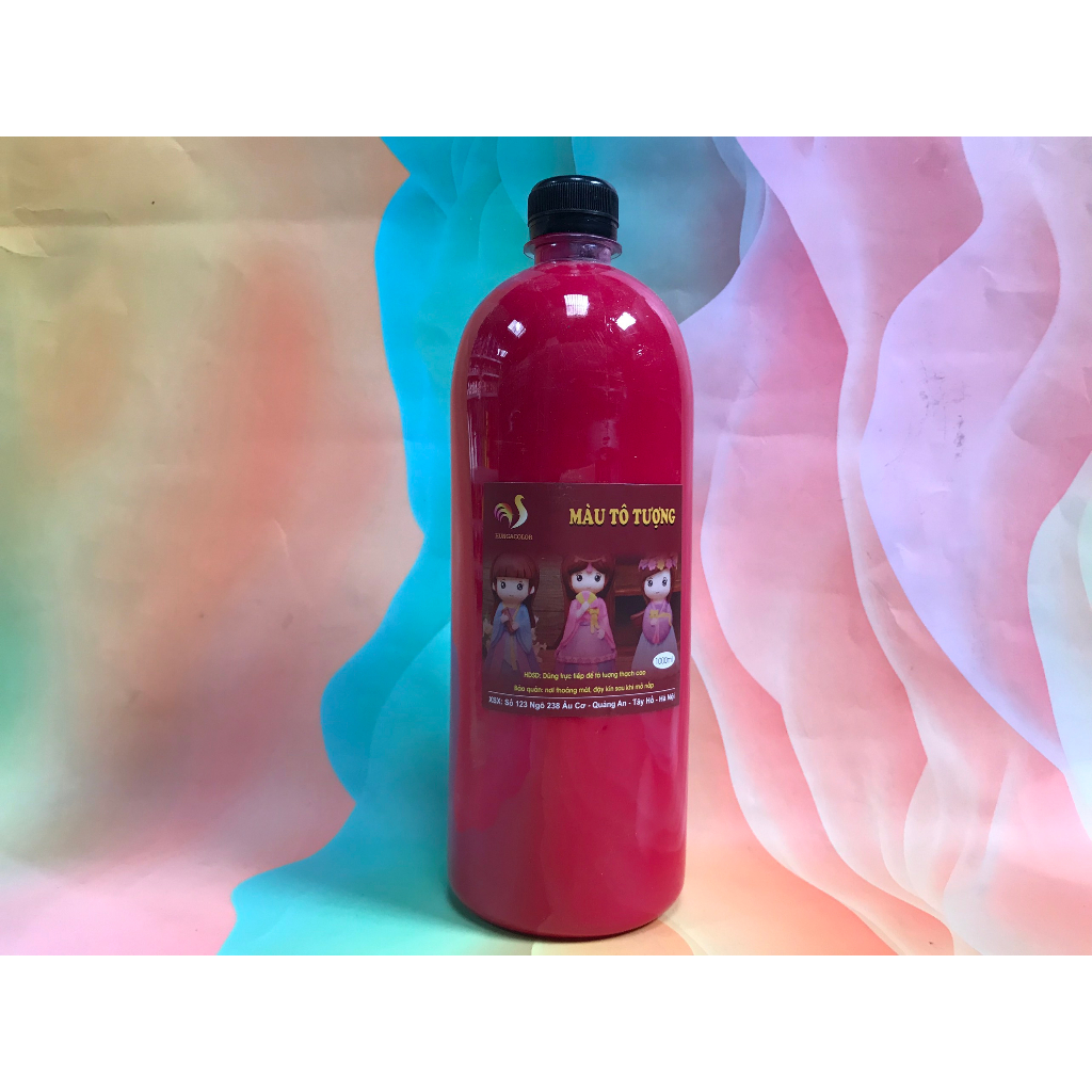 Màu Nước Tô Tượng Thạch Cao Pha Sẵn Màu Thường HUNGACOLOR Chai 1000ml Kèm Vòi Nhấn