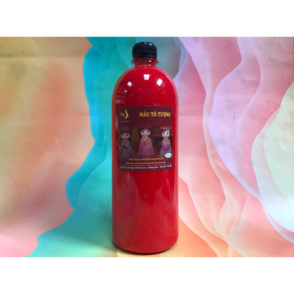 Màu Nước Tô Tượng Thạch Cao Pha Sẵn Màu Thường HUNGACOLOR Chai 1000ml Kèm Vòi Nhấn