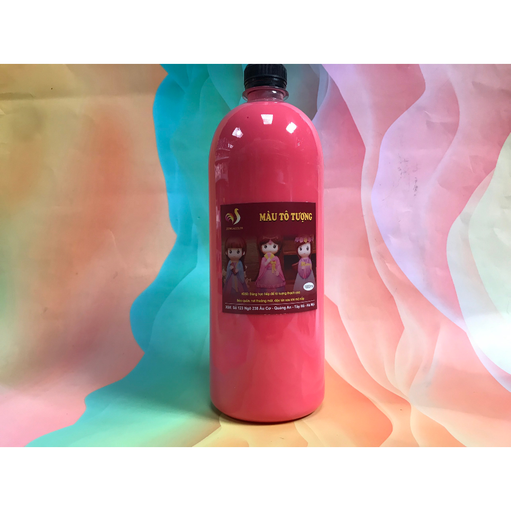 Màu Nước Tô Tượng Thạch Cao Pha Sẵn Màu Thường HUNGACOLOR Chai 1000ml Kèm Vòi Nhấn