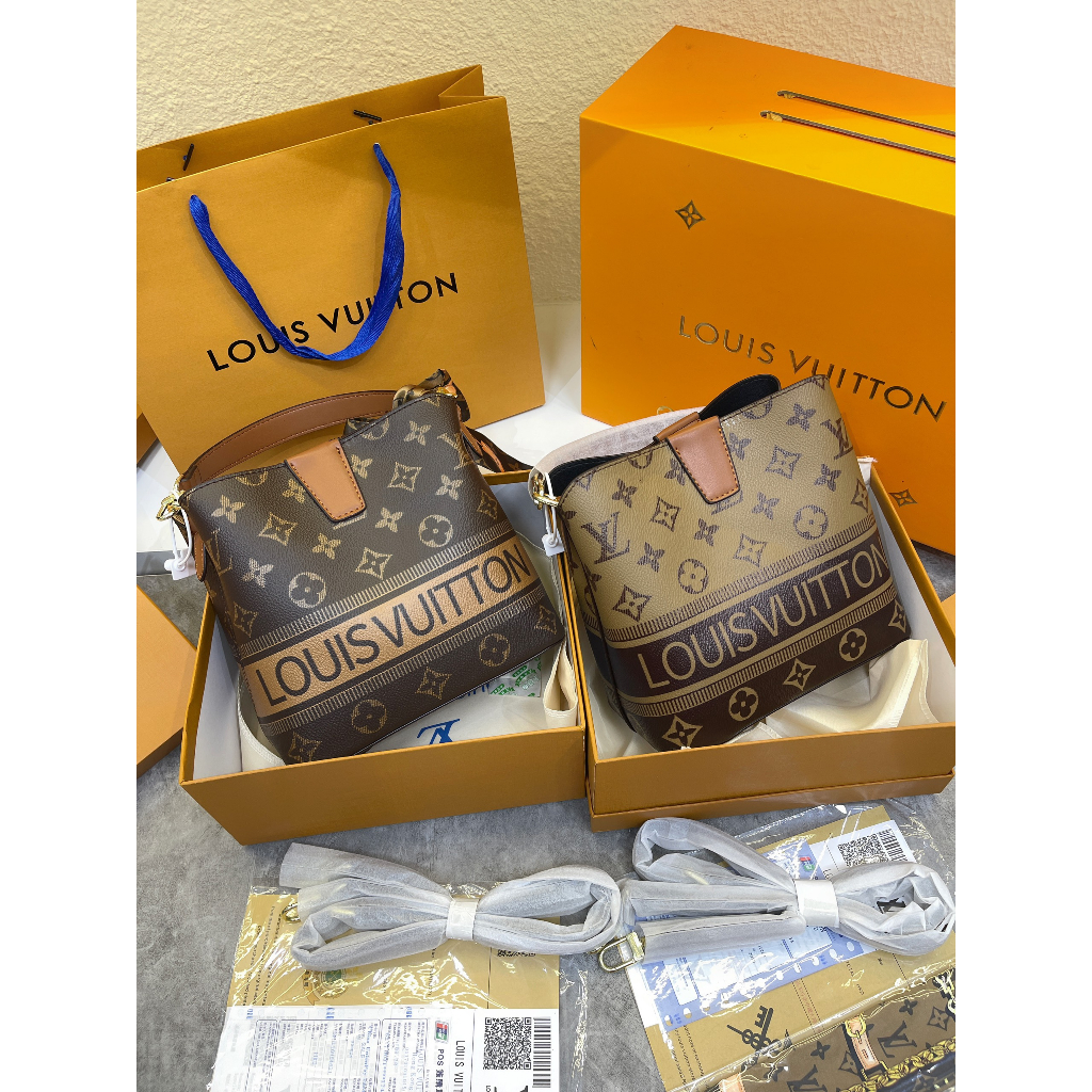 Túi chư L new sz 24cm cầm tay đeo chéo mix khăn cực xinh