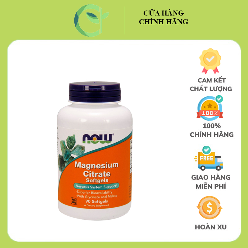 Viên Uống NOW Foods Magnesium Citrate With Glycinate & Malate Cải Thiện Sức Khoẻ Xương, Não, Cơ Bắp