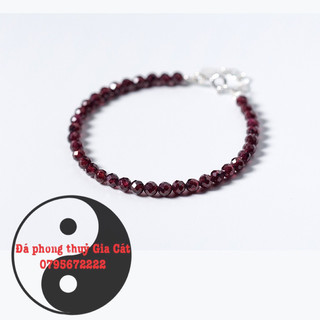 Vòng đá garnet đẹp cắt giác lấp lánh size 4 li nhỏ xinh