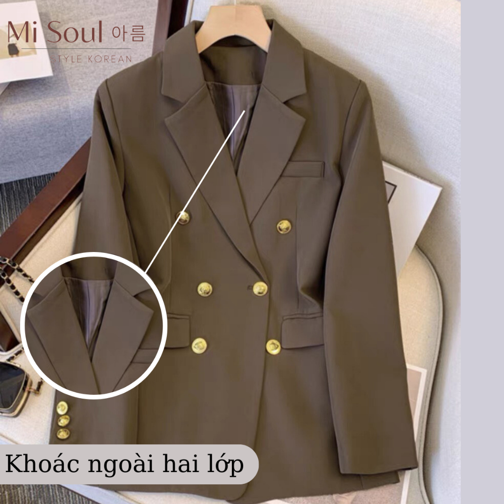 Áo Vest Nữ Chất Chéo Ý Cao Cấp Đệm Vai BigSize MiSoul, Áo Blazer Nữ Khoác Ngoài 2 Lớp Dài Tay BigSize MiSoul 216 | BigBuy360 - bigbuy360.vn