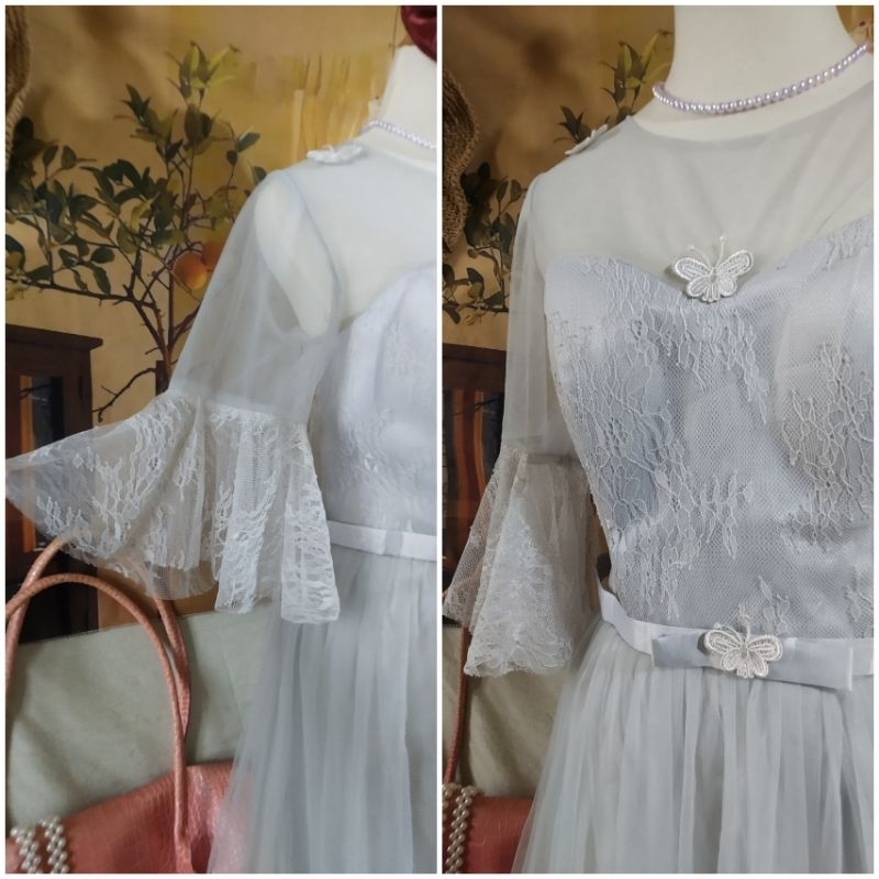 |2hand| Đầm xoè cúp ngực phối ren hoa phong cách công chúa