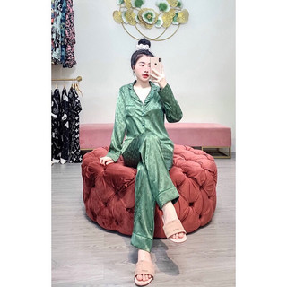 Bộ pijama thu đông chất liệu lụa gấm