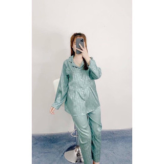 Bộ pijama thu đông chất liệu lụa gấm