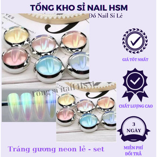 Hũ tráng gương neon lẻ 6 màu - phụ kiện làm nail - Phụ kiện đồ nail HSM