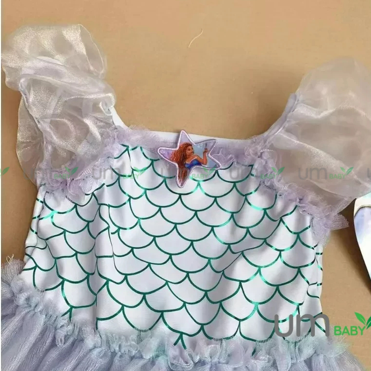 Đầm công chúa bé gái nàng tiên cá DISNEY 1-5 tuổi xuất dư