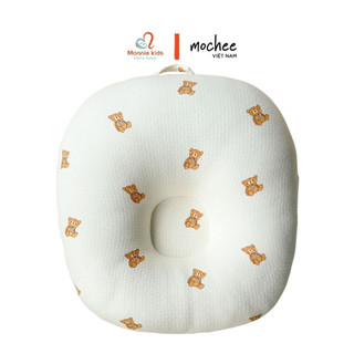 Gối chống trào ngược cho bé Mochee gấu teddy 70x70cm lụa cotton cho trẻ 0M+ - Monnie Kids