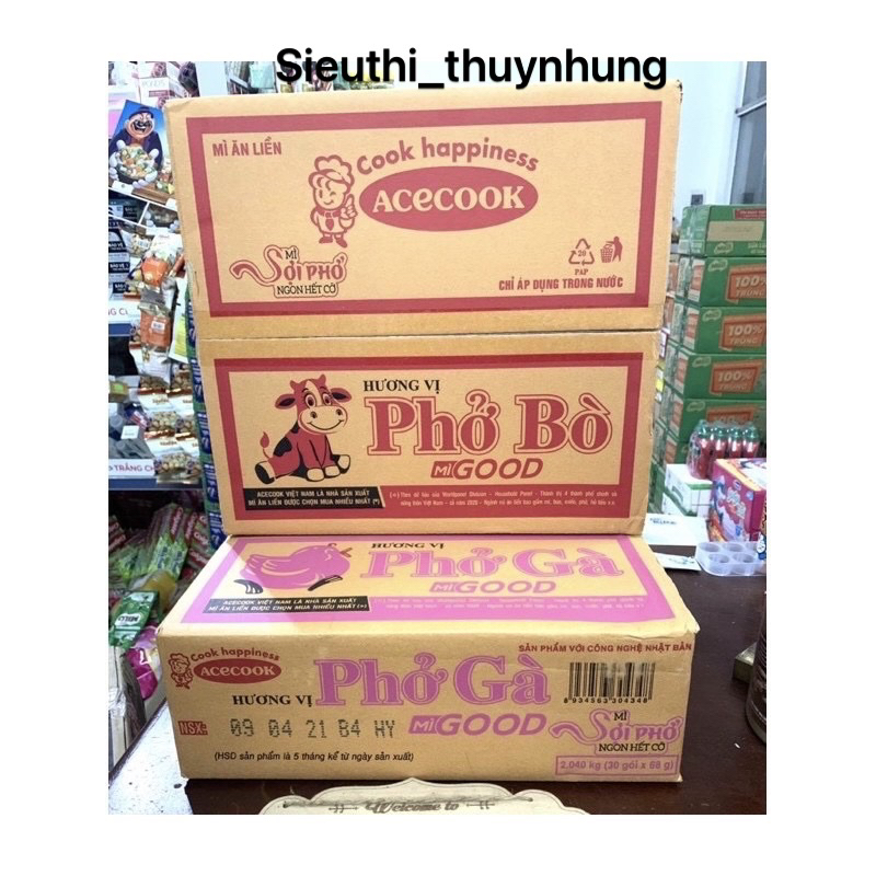 Mì Ăn Liền Phở Gà - Bò Gold Thùng 30 gói x 68g