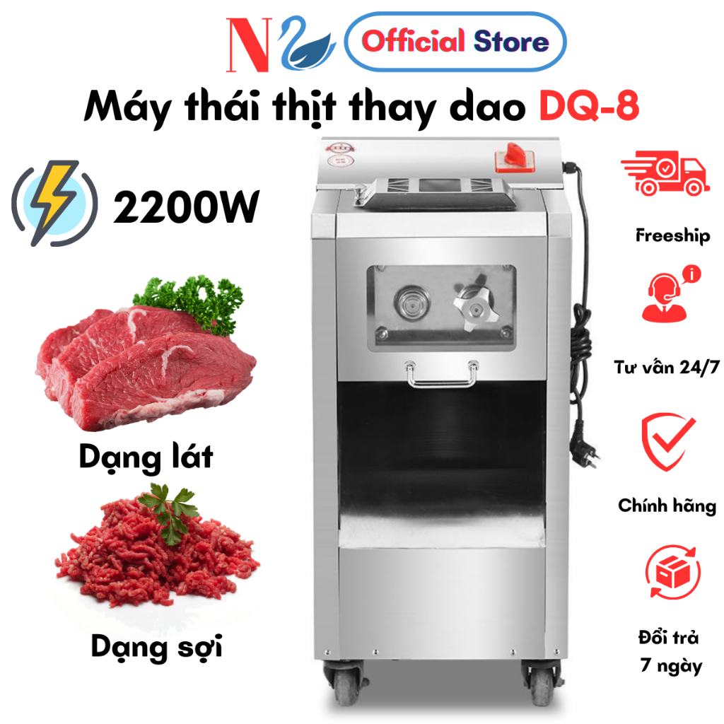 Máy thái thịt tươi sống công nghiệp DQ-8 , công suất 2200W mạnh mẽ , thái được 350kg/h, máy cắt thịt ,máy xắt thịt