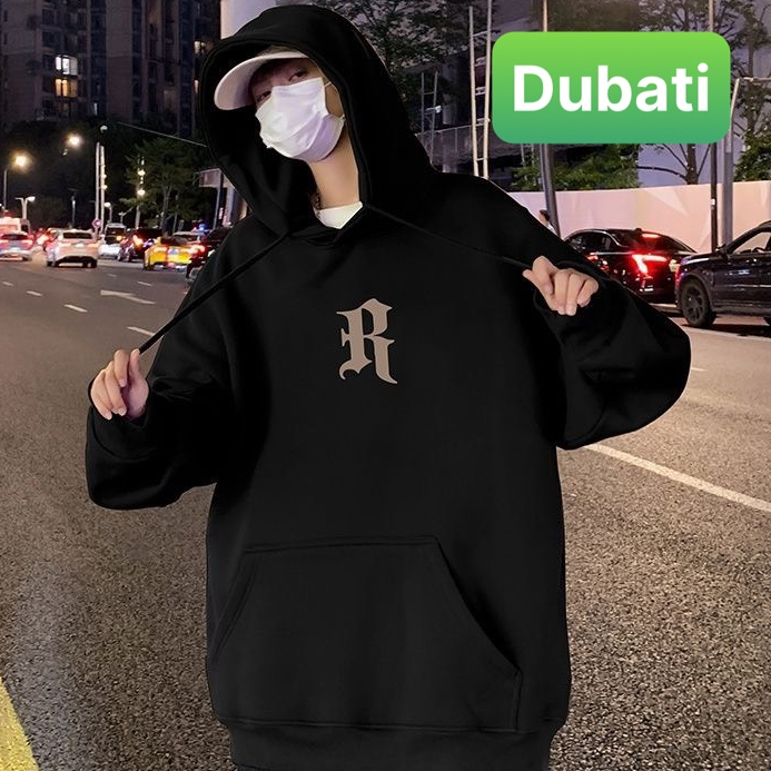 ÁO KHOÁC HOODIE NAM NỮ UNISEX CHẤT NỈ DÀY MỊN CHỮ R FROM RỘNG PHONG CACH CAO CẤP MỚI- DUBATI FASHION