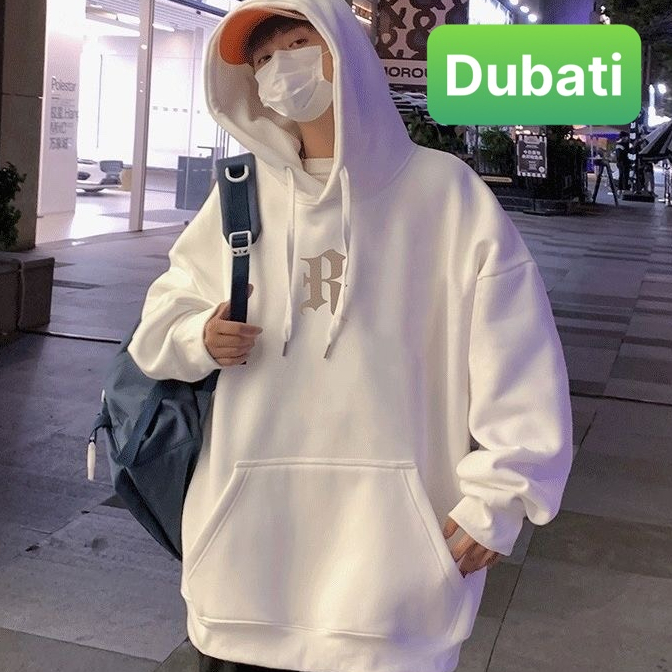 ÁO KHOÁC HOODIE NAM NỮ UNISEX CHẤT NỈ DÀY MỊN CHỮ R FROM RỘNG PHONG CACH CAO CẤP MỚI- DUBATI FASHION