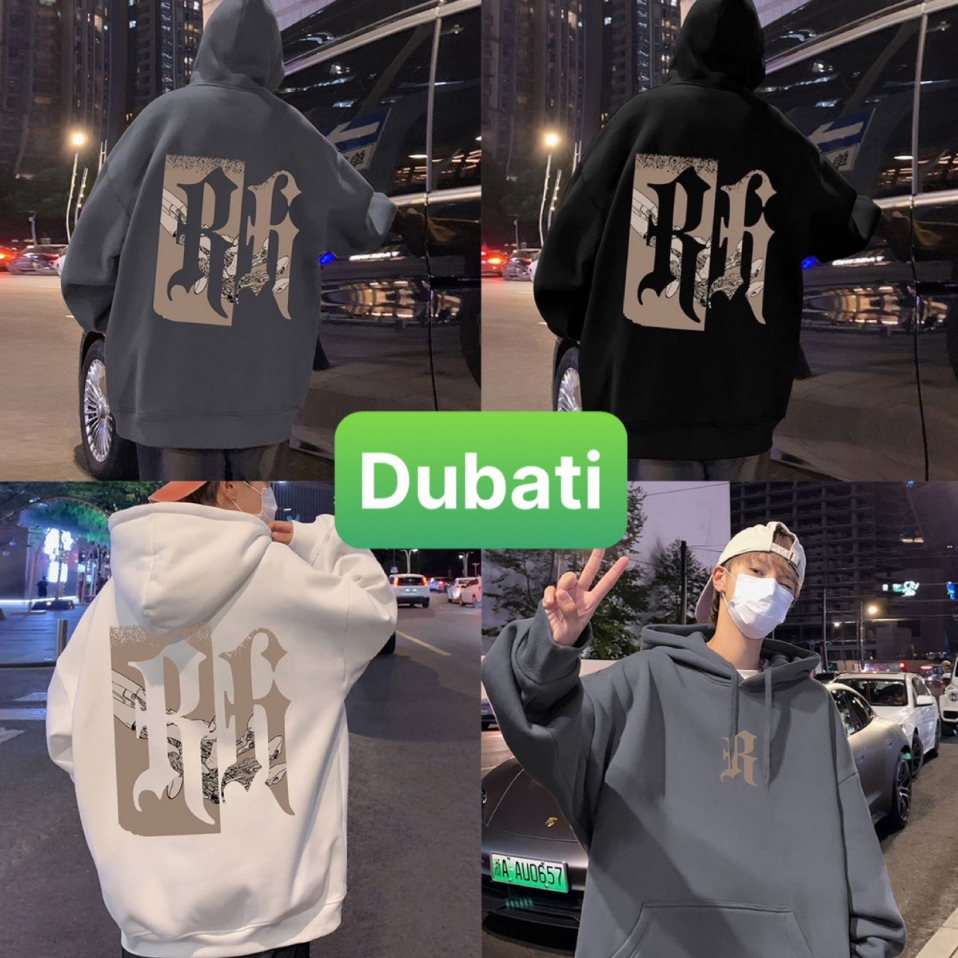 ÁO KHOÁC HOODIE NAM NỮ UNISEX CHẤT NỈ DÀY MỊN CHỮ R FROM RỘNG PHONG CACH CAO CẤP MỚI- DUBATI FASHION
