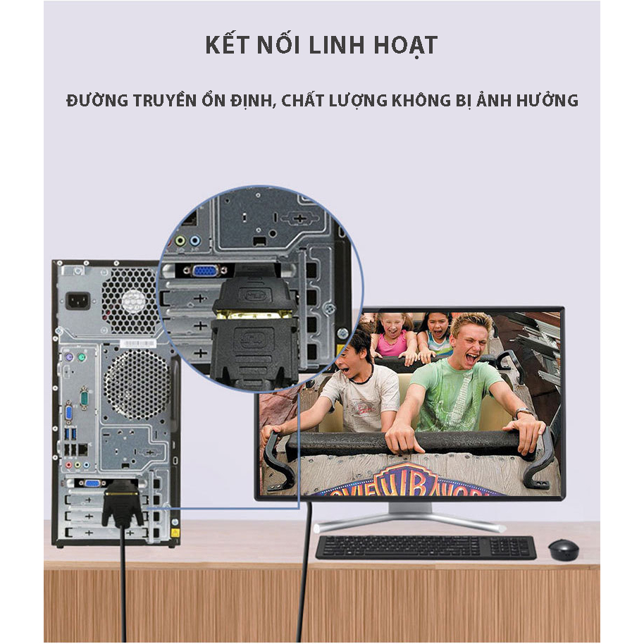 Đầu chuyển đổi HDMI đầu đực sang DVI 24+1 đầu cái - HDMI male to DVI 24+1 female (chạy được 2 chiều )