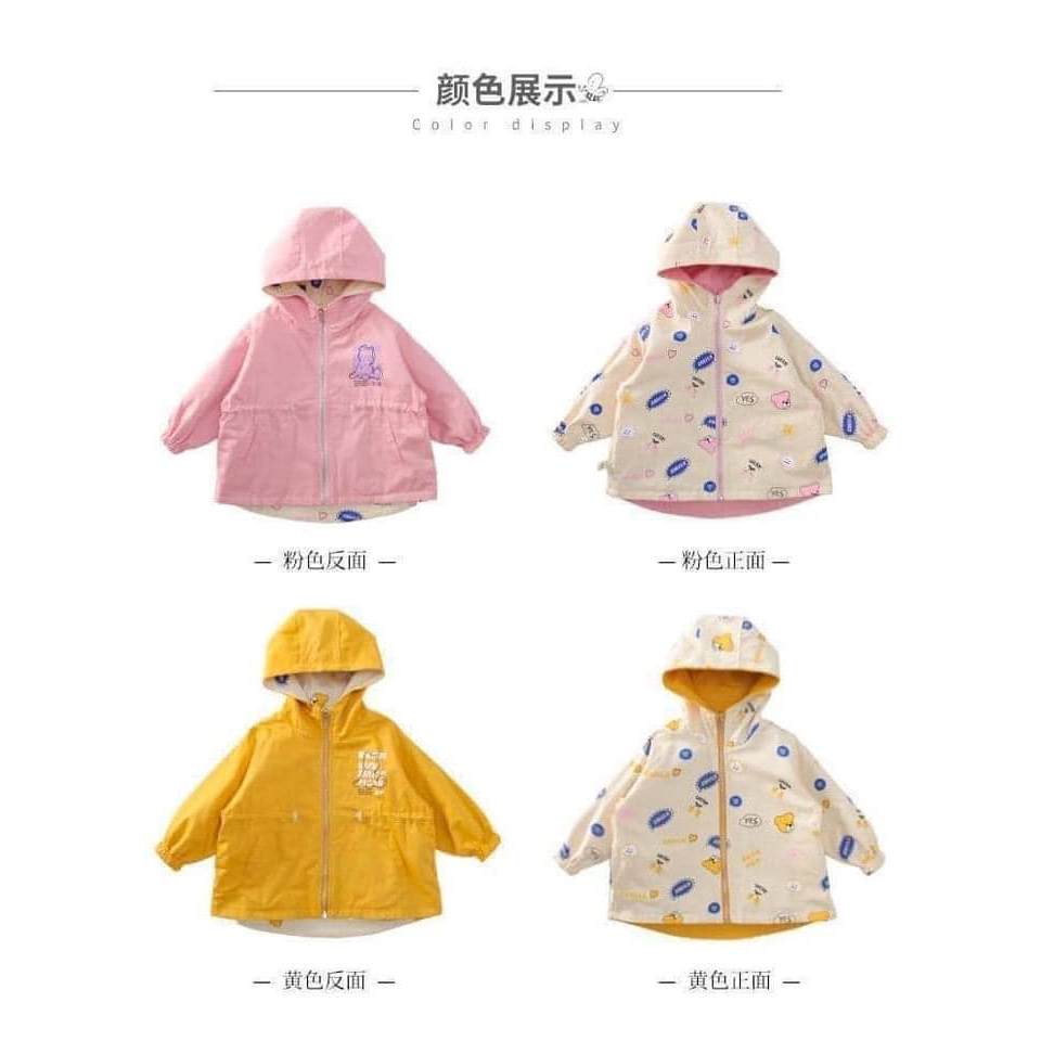 Áo khoác 2 mặt bé gái họa tiết nhẹ nhàng chống nắng chống gió nhẹ lại bắt trend hot 2023