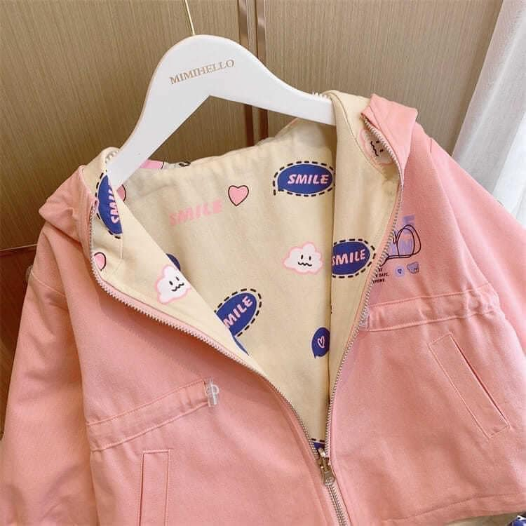 Áo khoác 2 mặt bé gái họa tiết nhẹ nhàng chống nắng chống gió nhẹ lại bắt trend hot 2023