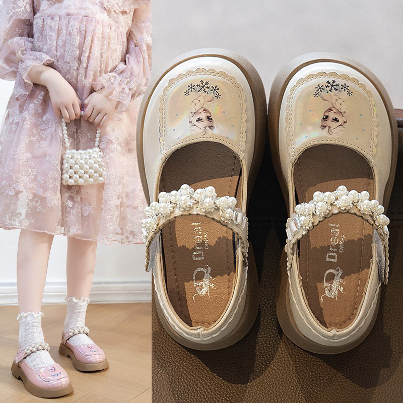 Giày búp bê elsa quai ngọc chất liệu da bóng siêu đẹp cho bé gái đi chơi đi học