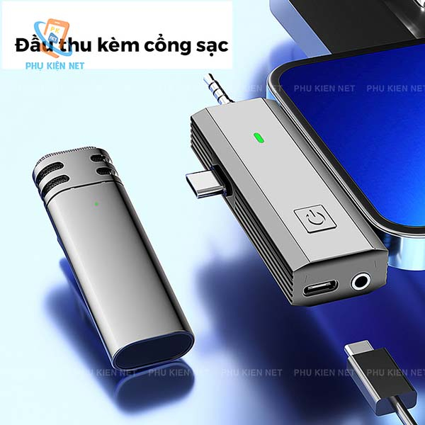 Micro Thu Âm Không Dây Cài Áo D55 Pro - 3 Cổng cắm Đa Năng - Lọc Âm Cực Tốt