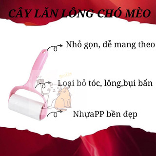 Cây lăn keo dính lông chó mèo bụi quần áo nhựa bền có kèm cuộn giấy - dụng cụ tiện ích