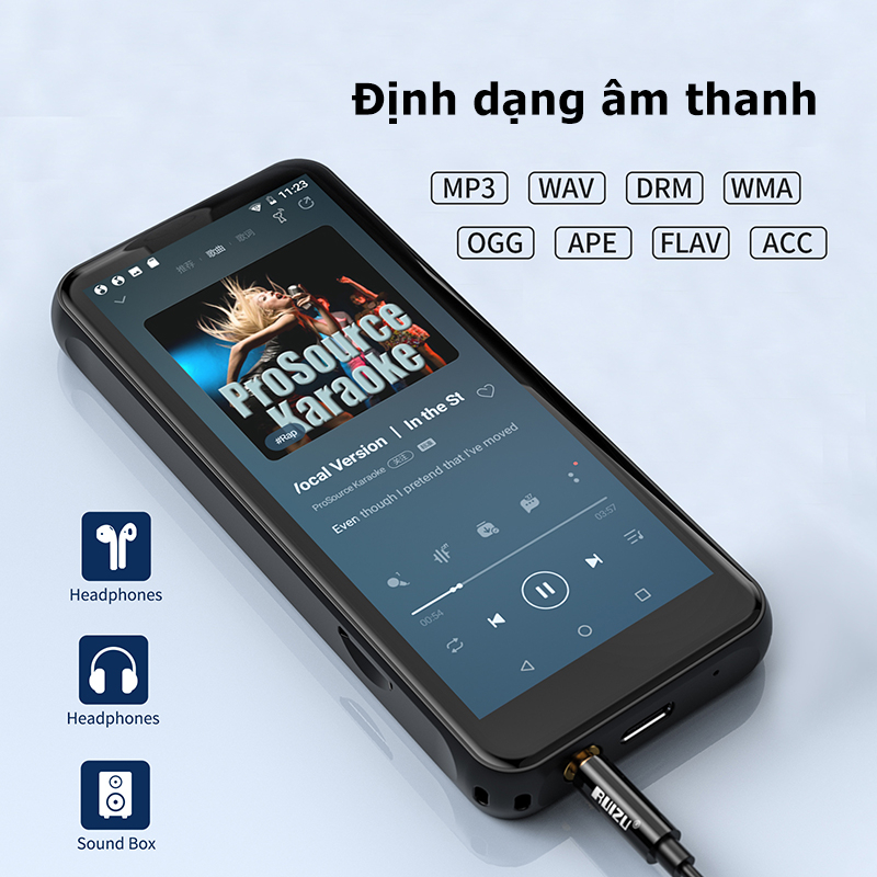 Ruizu Z80 - Máy Nghe Nhạc, Xem Phim MP4, Kết Nối Wifi, Bluetooth, Android 8.1, Màn Hình 4 Inch Full Cảm Ứng