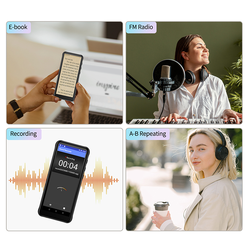 Ruizu Z80 - Máy Nghe Nhạc, Xem Phim MP4, Kết Nối Wifi, Bluetooth, Android 8.1, Màn Hình 4 Inch Full Cảm Ứng