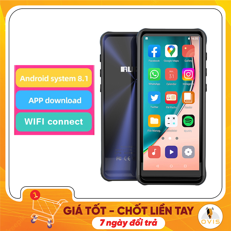 Ruizu Z80 - Máy Nghe Nhạc, Xem Phim MP4, Kết Nối Wifi, Bluetooth, Android 8.1 (16GB)