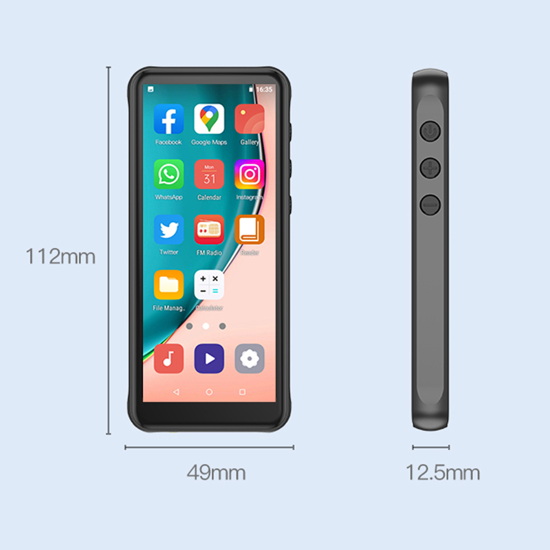 Ruizu Z80 - Máy Nghe Nhạc, Xem Phim MP4, Kết Nối Wifi, Bluetooth, Android 8.1, Màn Hình 4 Inch Full Cảm Ứng