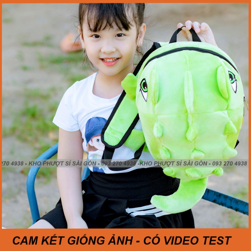 Cặp balo đi học cho bé mẫu giao nam nữ hình khủng long Uniswap - Balo khủng long vải