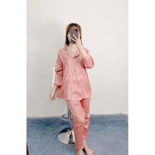 Bộ pijama thu đông chất liệu lụa gấm
