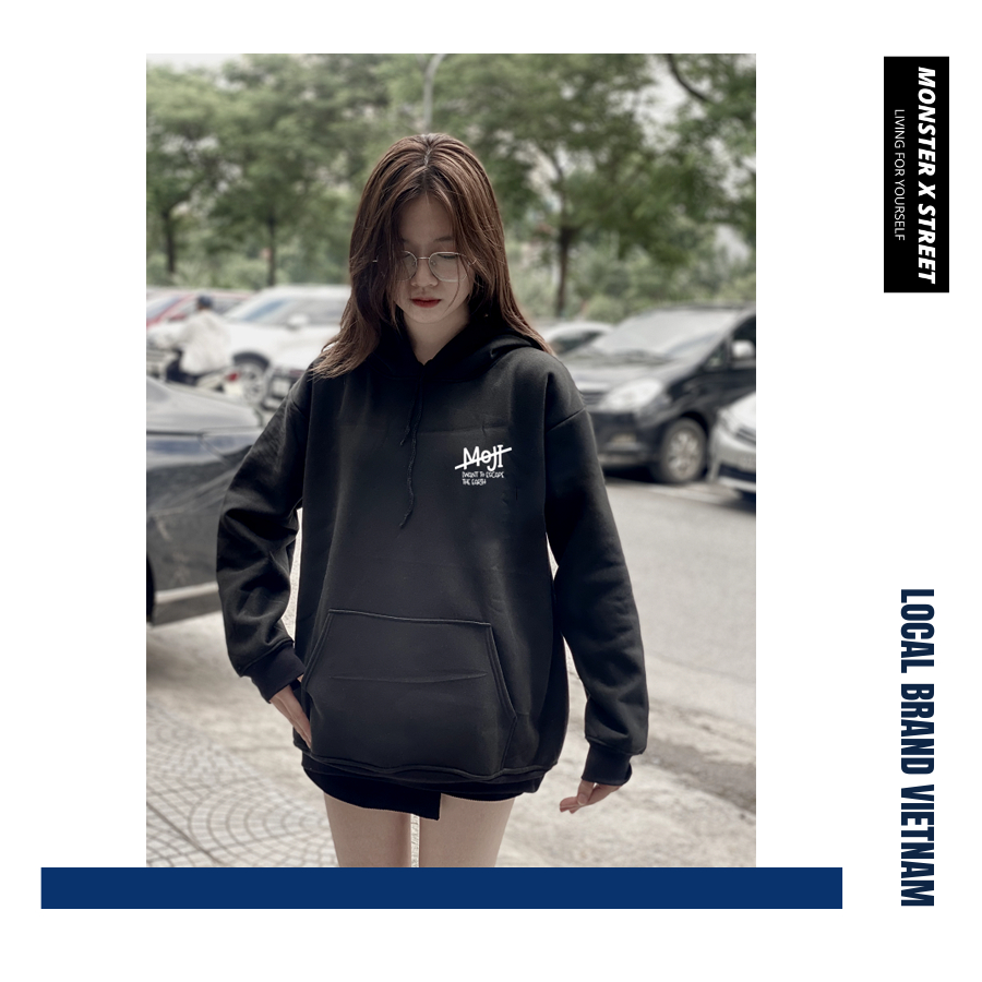 Áo Hoodie nỉ bông Monster X Street MOJI nam nữ form rộng thu đông Local Brand
