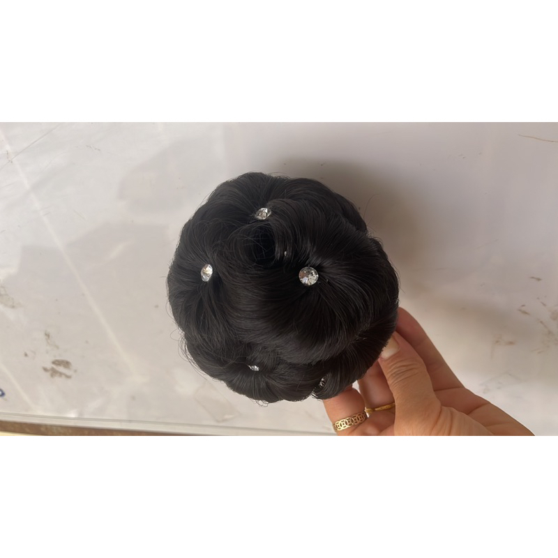 Tóc giả Búi hoa cho Người già, cô bác Trung niên, sang trọng