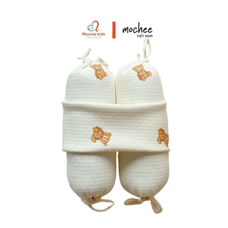 Gối chặn cho bé Mochee gấu teddy 35x36cm chất liệu lụa cotton cho trẻ 0M+ - Monnie Kids