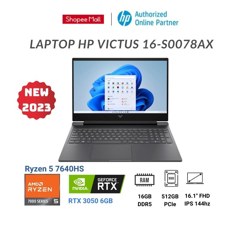 Laptop HP VICTUS 16-s0078AX (AMD Ryzen 5-7640HS | RTX 3050 6GB)