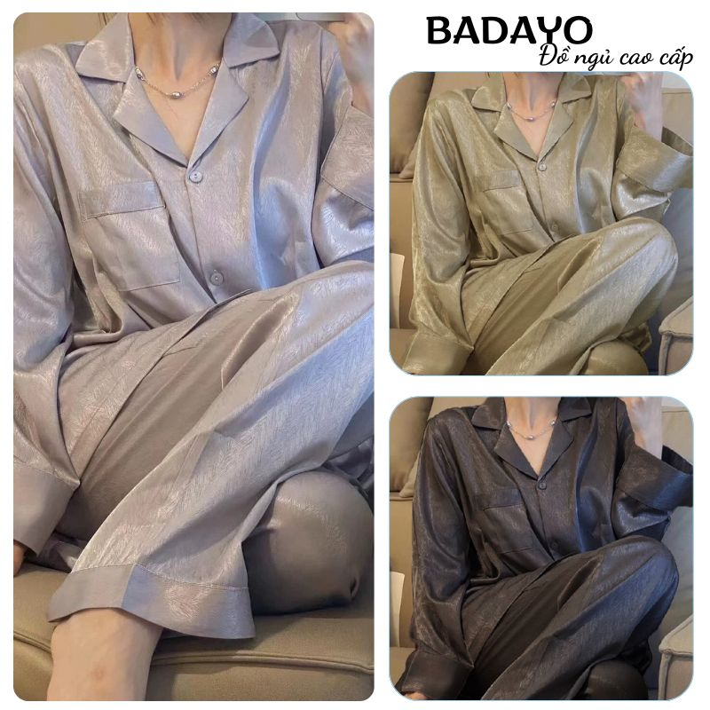 Bộ đồ nữ pijama đồ ngủ lụa mặc nhà dài tay thu đông 3M sang chảnh BADAYO TC391-1508
