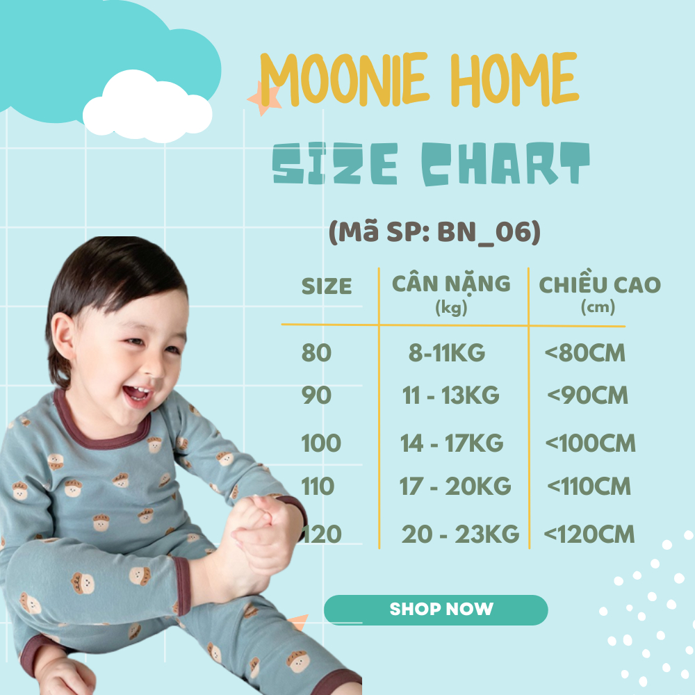Bộ Dài Tay Thu Đông Cho Bé Trai/Gái Chất Cotton Mỏng Mềm Mịn Mã BN - 06