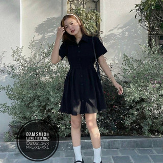Đầm sơ mi cut out lưng Bigsize 55-90kg đi siêu dễ thương