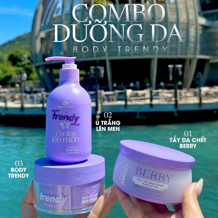 Tẩy Tế Bào Da Chết Berry Body Trendy, Ủ Trắng Lên Men Body Trendy, Kem Body Trendy - Meea Premium