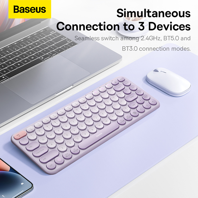 Bàn Phím Không Dây Baseus Creator Wireless Tri-Mode Keyboard cho Laptop/ Macbook/ iPad ( 2.4Ghz/ Bluetooth, Kết nối 3 th