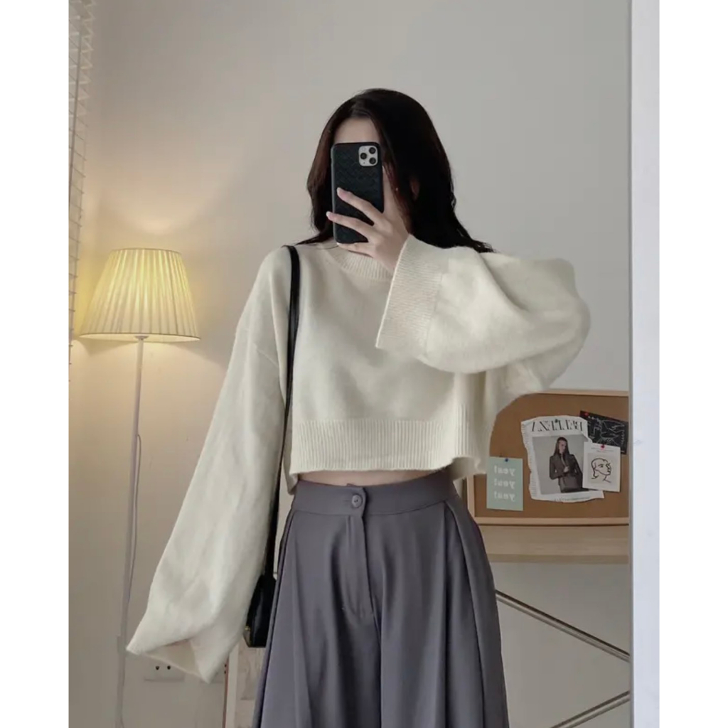 Áo len croptop trơn Aolencroptoptron786 P13k16