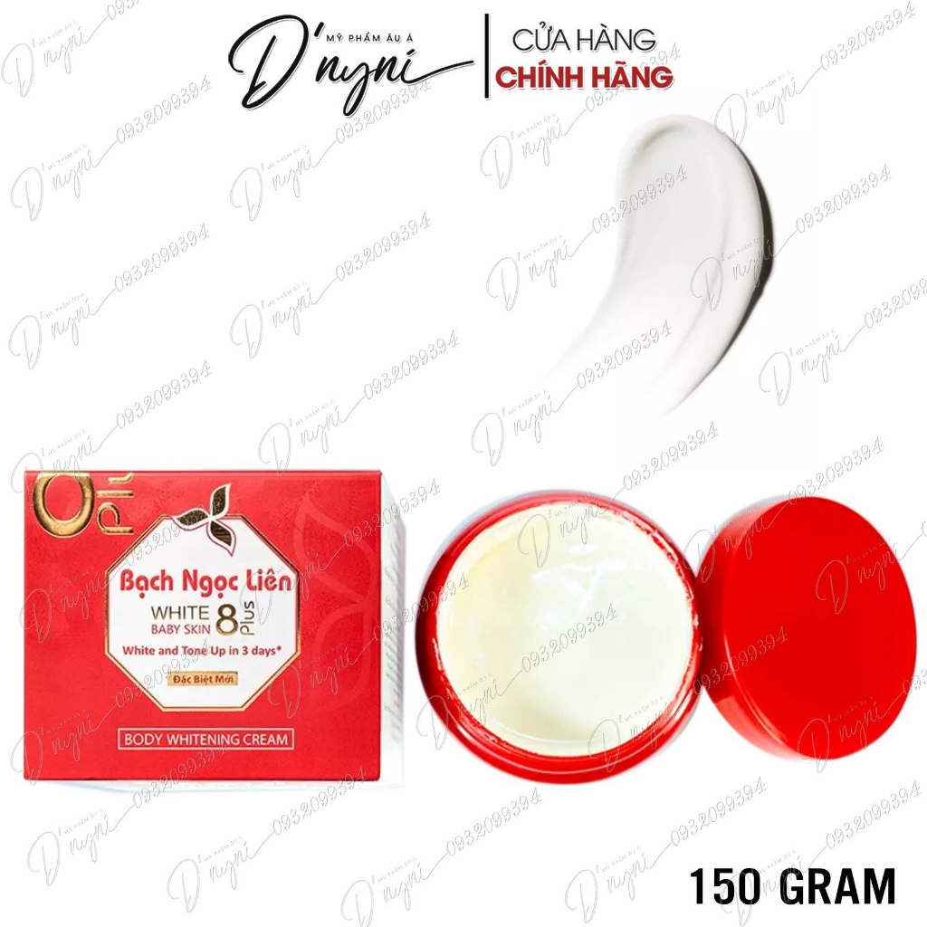 Kem Body Trắng Da Bạch Ngọc Liên - White Baby Skin 8Plus Hỗ Trợ Làm Đẹp Da, Đều Màu Da Cho Da Sáng Mịn 150g