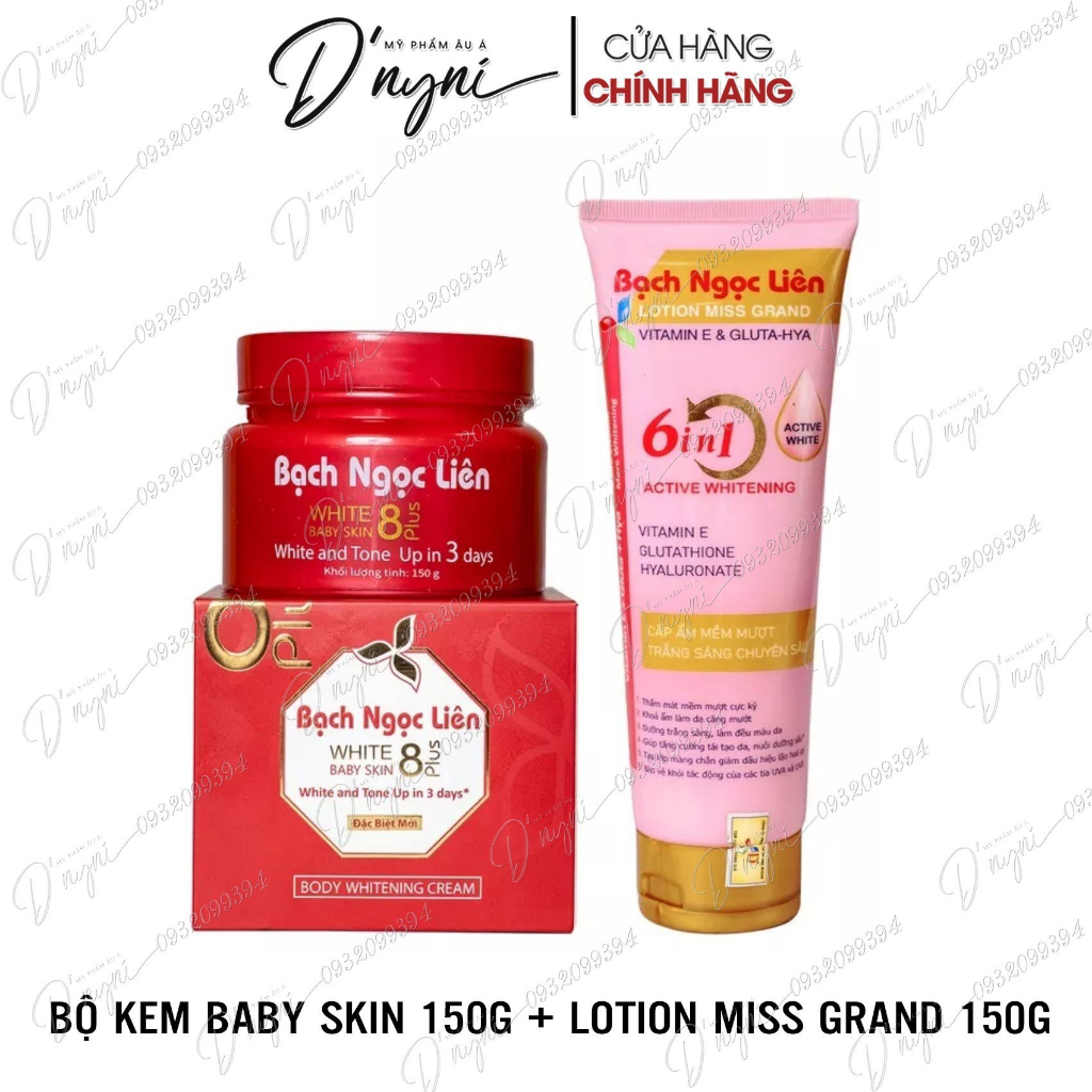 Kem Body Trắng Da Bạch Ngọc Liên - White Baby Skin 8Plus Hỗ Trợ Làm Đẹp Da, Đều Màu Da Cho Da Sáng Mịn 150g