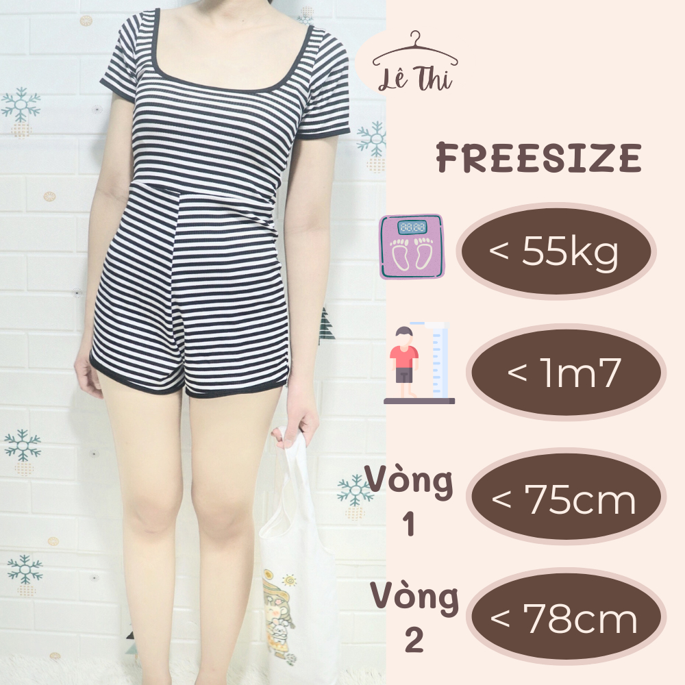 Bikini 1 mảnh kín đáo che bụng, đồ bơi đi biển nữ, jumsuit viền trắng khoe lưng | Lê Thi Clothing