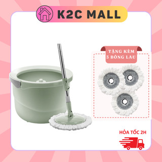 Bộ cây lau nhà xoay 360 độ locknlock - tự vắt thông minh - 4 bông lau - mini spin mop etm498mits2 k2cmall