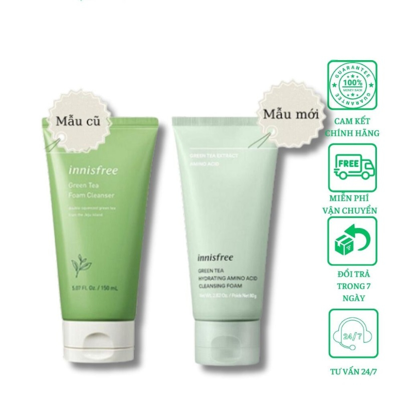 Sữa Rửa Mặt Trà Xanh Innisfree Green Tea Foam Cleanser 150ml Hàn Quốc Giúp Làm Sạch, Kiểm Soát Nhờn Hiệu Quả F